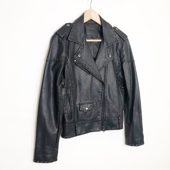 Blank NYC, black studded, vegan leather motorcycle jacket - Picture 11 of 12